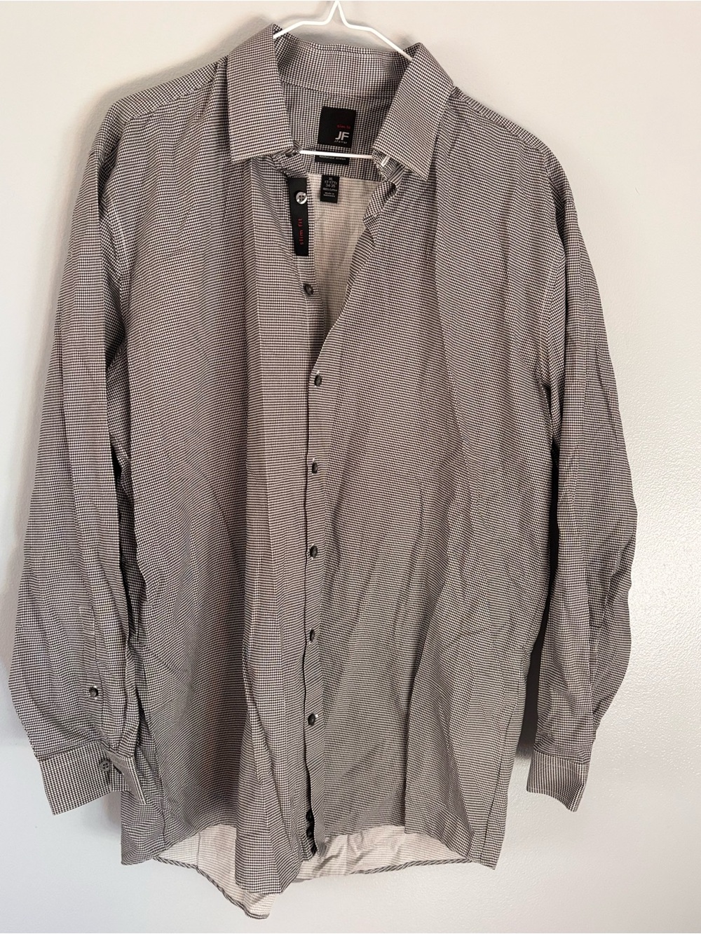 J.Ferrar Slim Fit Stretch Men's XL Long Sleeve Button-Up Shirt Black White
